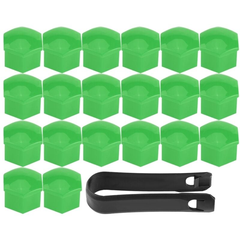 Image of Akozon 20-teiliges farbiges Radnabenmutter-Schraubenabdeckungsset für Universalfahrzeuge (Grün).
