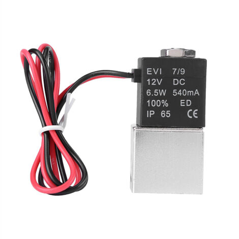 Akozon Co2 Argon Électrovanne 12 V + électrovanne 12 V DC 6,35 mm 2 voies normalement fermée pneumatique en aluminium.