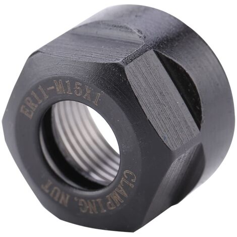 Akozon Spannmutter, Bohrfutterspannbohrer, ER11, Typ Bohrfutter, 1 Stück, M15 x 1-Schwarz