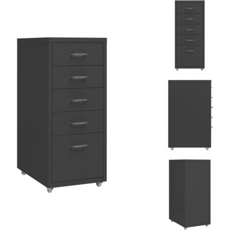 Aktenschränke - Living Aktenschrank mit Rollen Anthrazit 28x41x69 cm Metall