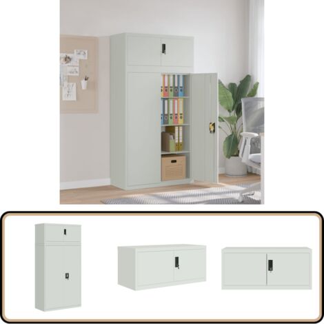 Aktenschrank Hellgrau 90x40x180 cm Stahl - Aktenschrank - Schreibtischschrank - Büroschrank - Metallschrank - Aufbewahrungsbox