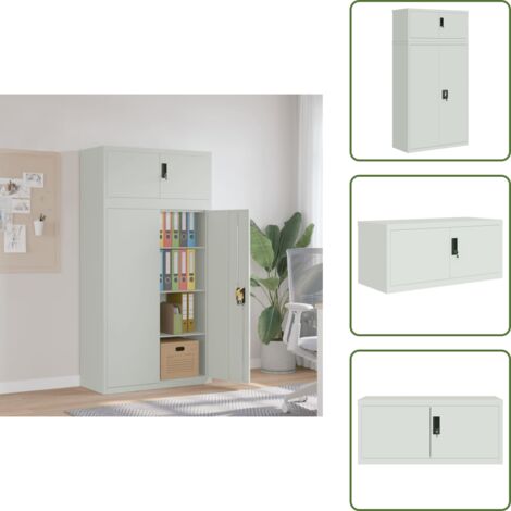 Aktenschrank Hellgrau 90x40x180 cm Stahl - Aktenschrank - Schreibtischschrank - Büroschrank - Metallschrank - Aufbewahrungsbox