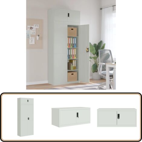 Aktenschrank Hellgrau 90x40x220 cm Stahl - Büroschrank - Aktenschrank - Aufbewahrungsraum - Schreibtischorganisation - Metallschrank