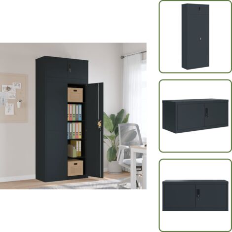 Aktenschrank mit Abschluss - vidaXL Aktenschrank Anthrazit 90x40x220 cm Stahl - Aktenschrank für Büro