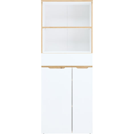Aktenschrank mit offenen Fächern, 75cm breit, weiß mit Eiche, MANRESA-36