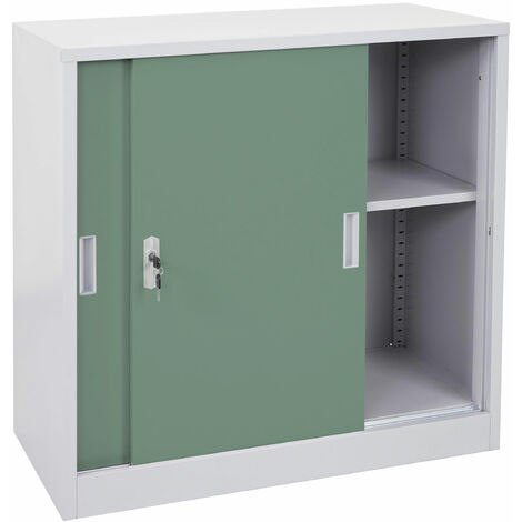 Aktenschrank Preston HHG-588, Stahlschrank Büroschrank, mit abschließbaren Schiebetüren 90x90x45cm