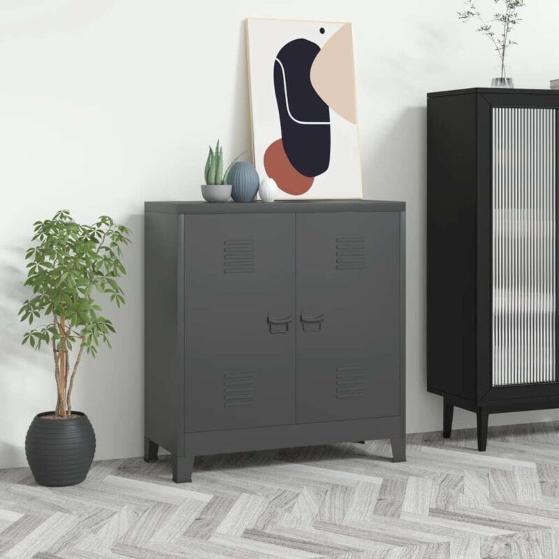 Aufbewahrungstruhe Industrial Anthrazit 90x40x100 Cm Stahl - Vidaxl