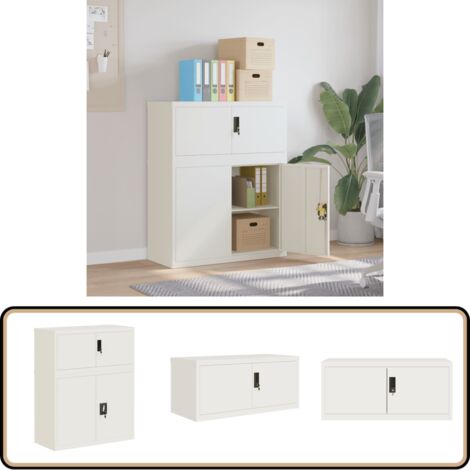 Aktenschrank Weiß 90x40x110 cm Stahl - Aktschrankkauf - Büroorganisation - Schreibtischschrank - Archivschrank - Metallschrank