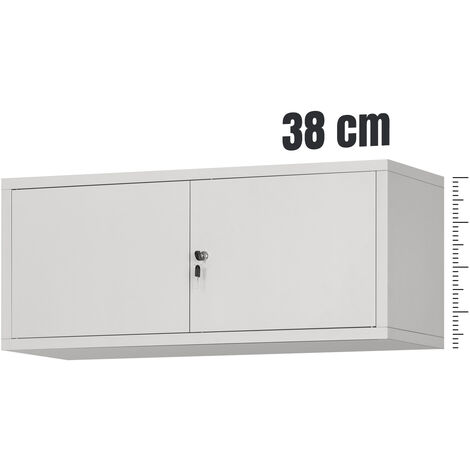 Aktenschrankaufsatz C01L Aufsatz für Aktenschrank Büroschrank Metall Pulverbeschichtung Flügeltüren 38 x 90 x 40 cm Grau