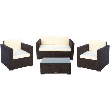 AKTIVE 61071 - Gartenset Rattanmöbel de outdoor, Rattan set Garten, Outdoor-Terrassenmöbel, beinhaltet 2 Outdoor-Gartensessel, 1 Outdoor-Sofa und 1 Outdoor-Terrassentisch, Schwarz