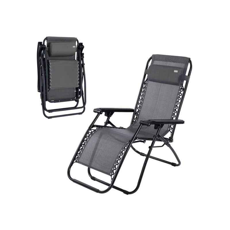 

Tumbona gravedad cero gris, reclinable y plegable Aktive Beach 65x108x160 cm