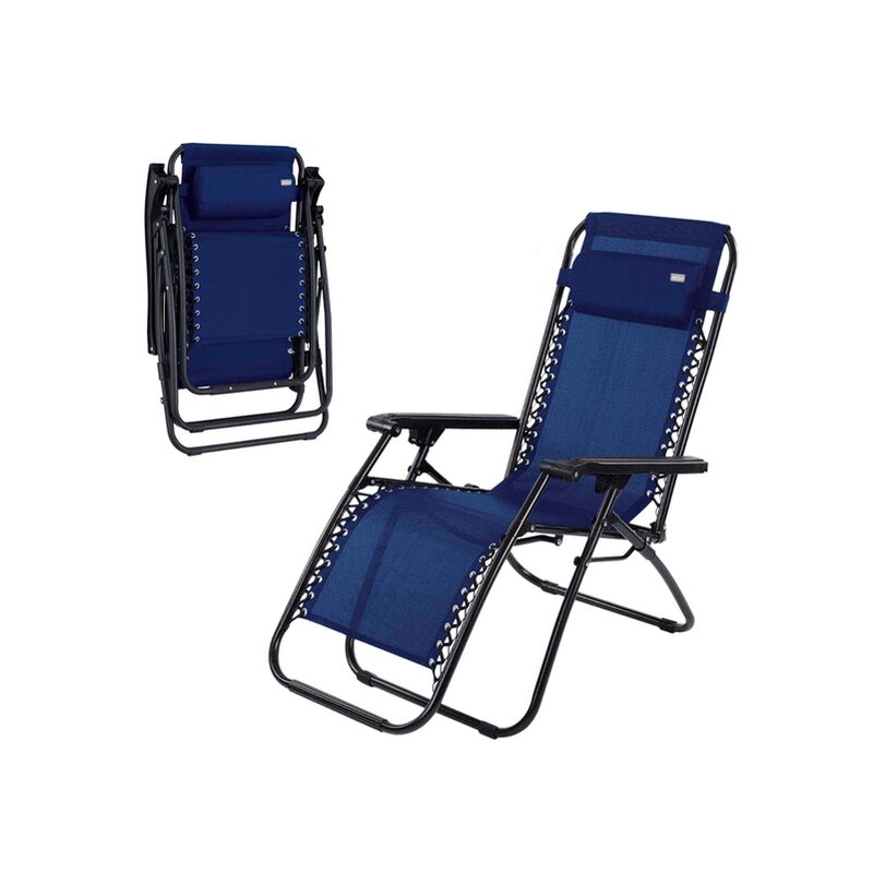 

Tumbona gravedad cero azul, reclinable y plegable Aktive Beach 65x108x160 cm