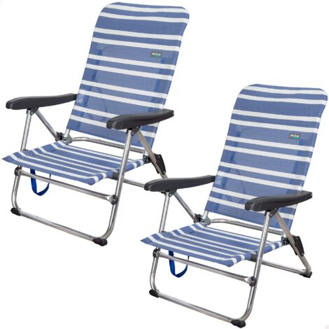 Aktive 62258 - Confezione da 2 sedie pieghevoli multiposizione per spiaggia, giardino, terrazza o campeggio  Misure 47x50x85 cm  Bracciolo ergonomico a 5 posizioni
