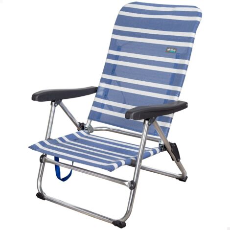 Aktive 62601 Chaise de plage bleu et gris confortable