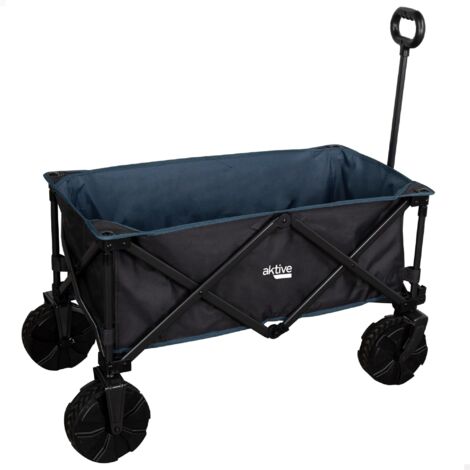 Aktive 62620 - Carrello da trasporto pieghevole 91x49x99 cm, carrello da spiaggia pieghevole, campeggio, giardino, carrello da spiaggia pieghevole con grandi ruote fuoristrada, larghezza speciale