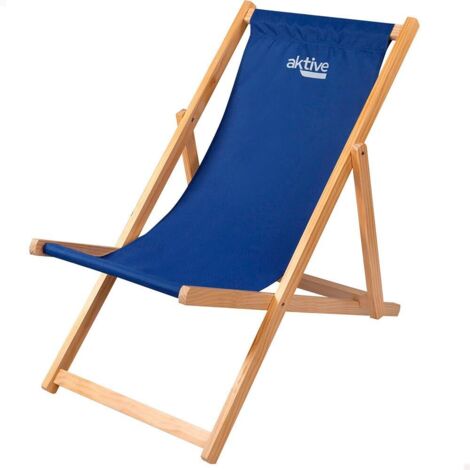 AKTIVE 62644 Lettino Prendisole, Legno, Blu