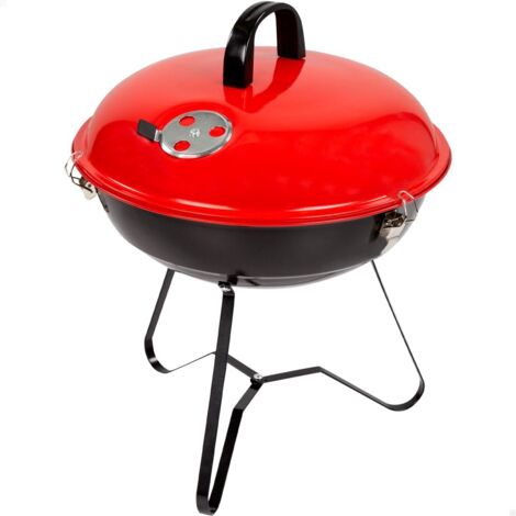 Aktive Barbacoa de Carbón Redonda Roja y Negra 36 cm