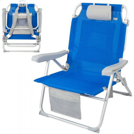 Aktive Beach Backpack Chair XXL Bleu Confortable Plage