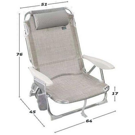 Aktive Beach Chaise Pliante Beige Multipositions Confort