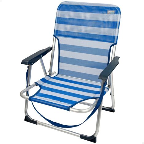 Aktive Beach Fixed Folding Chair Bleu et Blanc Pliable