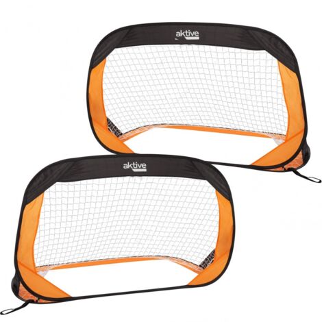 Aktive Conjunto de Porterías de Fútbol Plegables Negro Naranja