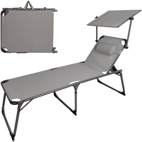 Aktive Folding Sun Lounger Gris Aluminium Design Élégant