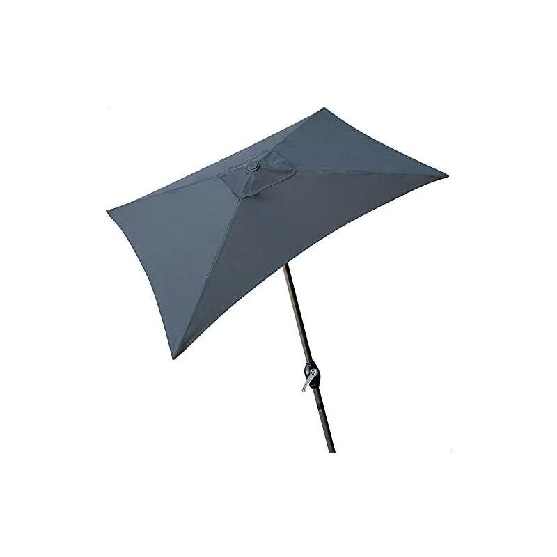 53880 - Parasol rectangulaire pour balcon, Parasol terrasse, Parasol rectangulaire, Parasol terrasse jardin, 200x120 cm, couleur anthracite, mât