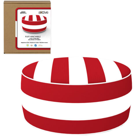 aktive Pouf Gonflable Rouge 53 cm Polyvalent Intérieur Extérieur