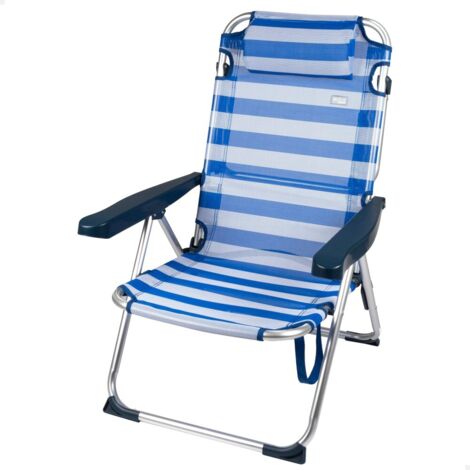 Aktive Silla de Playa y Lounge 2 en 1 rayas azul y blanco