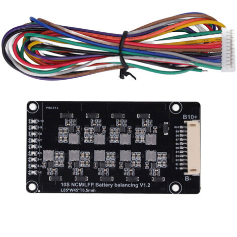 Aktiver 10S-Equalizer für Li-Ionen-Akkus, automatische Regelung 1,2 A, induktive MOS-Leiterplattenschaltung, Kabel im Lieferumfang enthalten, 2,0 V-4,5 V Ladeschutz.