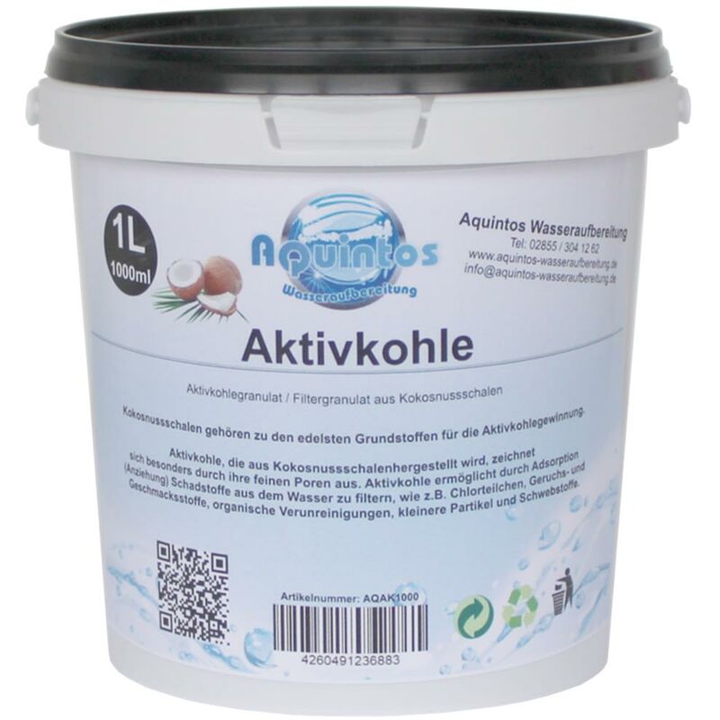 Aktivkohle Filterkohle Kokoskohle Aktivkohlegranulat 1 Liter Körnung 2.