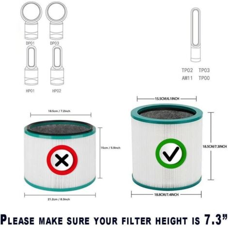 Aktivkohle-HEPA-Filter für Dyson Pure Cool Link Luftreiniger AM11 TP00 TP01 TP02 TP003