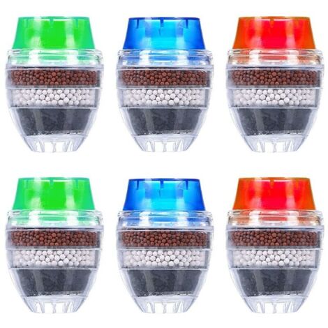 Aktivkohle-Wasserhahnfilter, 6 Stück Mini-Wasserfilter für die Küche, universelle Qualität
