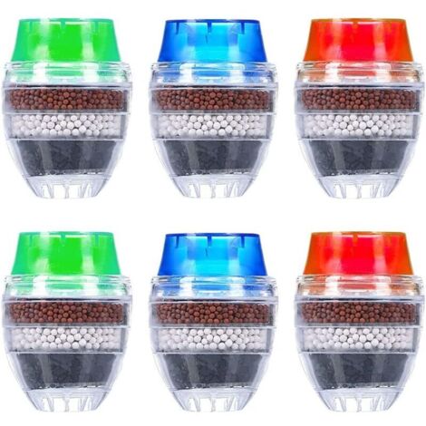 Aktivkohle-Wasserhahnfilter, 6-teiliger Mini-Wasserfilter für die Küche, universeller, hochwertiger, runder Anti-Kalk-Wasserhahnfilter für die Küche (6-lagiger Filter)