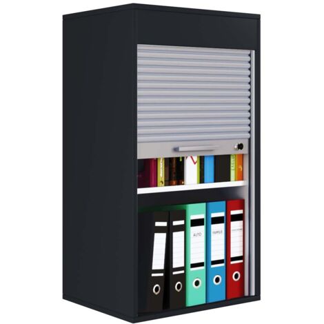 AktosL armoire de bureau 1 porte de la jalousie noir.