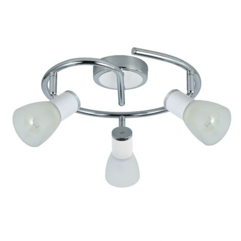 AKUNADECOR Lampada da soffitto rotonda De 3 faretti orientabili Modello Cholo Bianco/Cromo