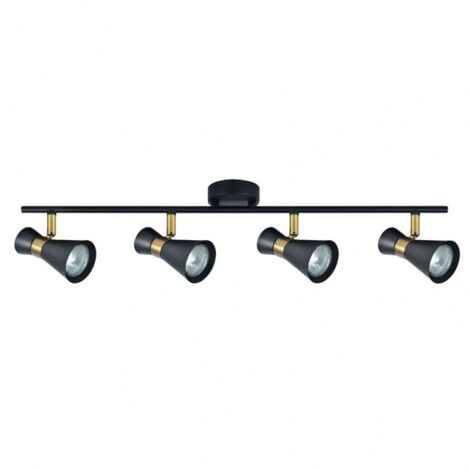 AKUNADECOR Regleta De 4 Focos Para Baño Modelo Maximo Negro-cuero