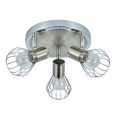 AKUNADECOR Soffitto ABRILA 3 Faretti Modello Mateo Cromo/Nickel 28 Cm