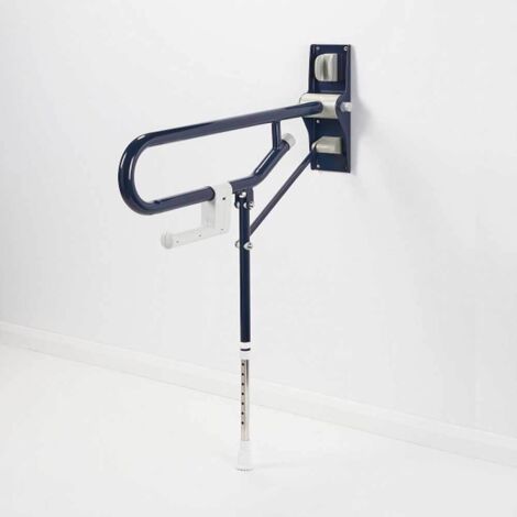 AKW 1800 Series Fold Up Toilet Support Grab Rail Adjustable Leg - Dark Blue
