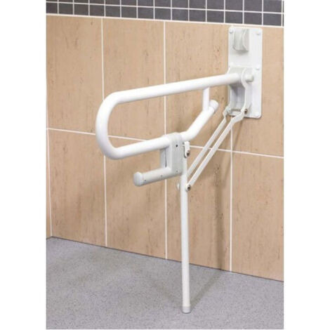 AKW 1800 Series Support Leg Folding Grab Rail 765mm Length White (Fixed Leg)