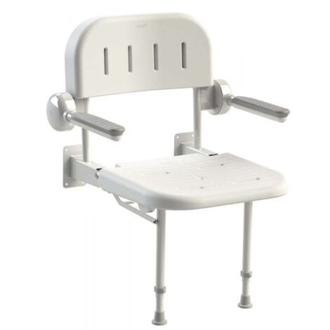 AKW 3000 Series Shower Seat with Back and Grey Padded Arms - White