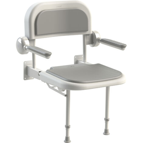 AKW 3000 Series Shower Seat with Grey Padded Back and Arms - White