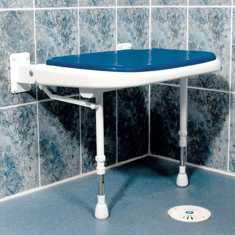 4000 Series Larger Extra Fold Up Shower Seat 660mm Wide - Blue Padded - AKW