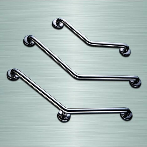 AKW - Barre d'appui coudée 135° en acier inoxydable 400x400mm 3 points fixation (Accessibilité PMR)