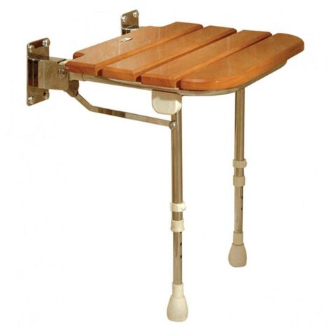 AKW Fold Up Wooden Slatted Seat with Support Legs