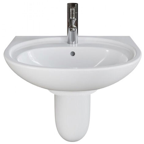 AKW Livenza Plus Basin and Semi Pedestal 450mm Wide - 1 Tap Hole
