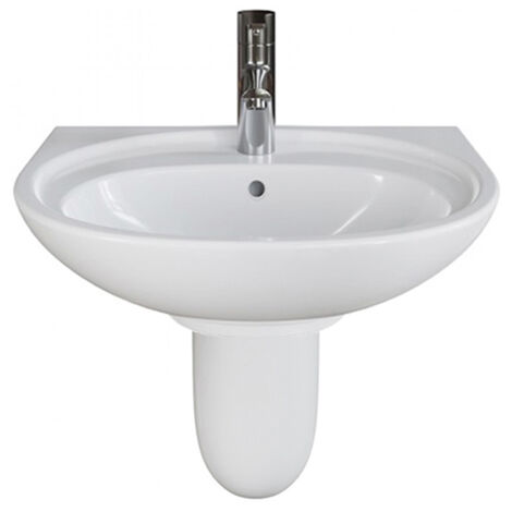 AKW Livenza Plus Basin and Semi Pedestal 500mm Wide - 1 Tap Hole
