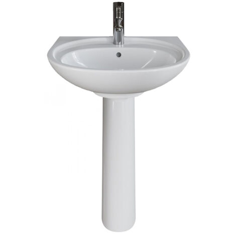 AKW Livenza Plus Basin with Full Pedestal 500mm Wide - 1 Tap Hole