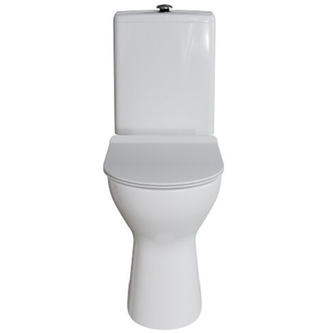 AKW Livenza Plus Close Coupled Toilet with Raised Push Button Cistern - Carbamide Soft Close Seat