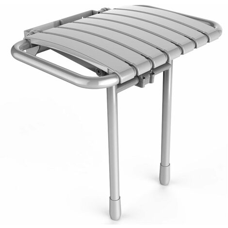 AKW – Siège de douche rabattable à lattes – Acier inoxydable et PVC blanc mat – Mécanisme Softclosing – Dimensions 410x485x480mm – Poids max 200kg